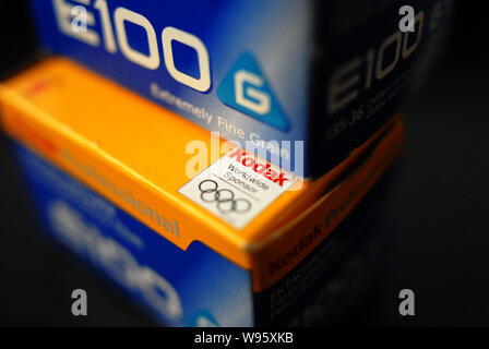Boxes of Kodak films are pictured in Beijing, China, 19 January 2012.   Eastman Kodak Co filed for bankruptcy protection on Thursday (19 January 2012) Stock Photo