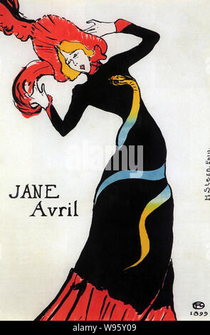 JANE AVRIL (1868-1943) French can-can dancer in an 1889 poster by Toulouse-Lautrec Stock Photo