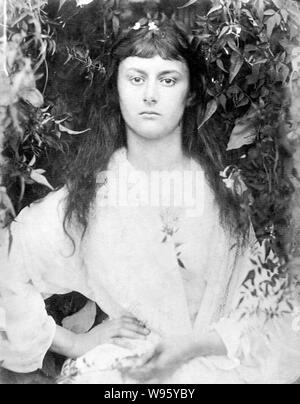 ALICE LIDDELL (1852-1934) friend of Lewis Carroll and model for Alice in Wonderland photographed by Julia Cameron in 1872