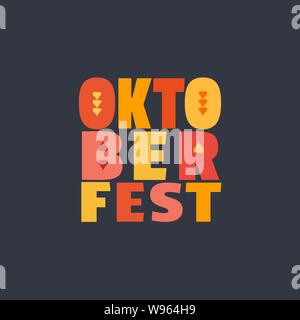 Oktoberfest hand drawn vector flat color letters signboard Stock Vector