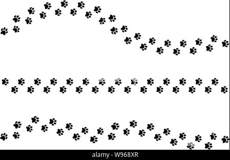 vector set foot prints of a dog for animal backgrounds. trail collection of a sigle dog isolated on white background Stock Vector