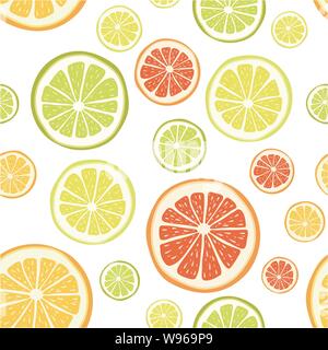 vector citrus seamless background of lemon or orange slices. juicy fruit seamless pattern. fresh citrus for healthy diet Stock Vector