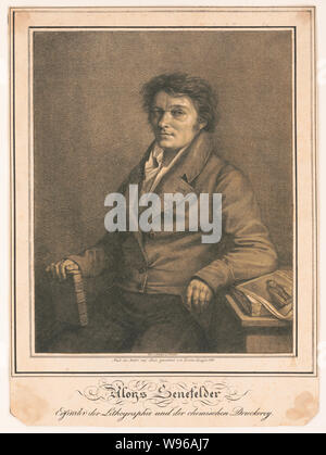 Aloys Senefelder--Enfinder der Lithographic und der chemischen Druckerey / Nach der Natur auf Stein gezeichnet von Lorenz Quaglio 1818. Stock Photo