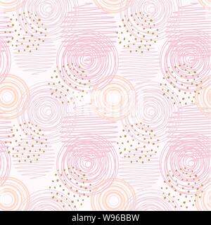 vector seamless background pattern with abstract geometric elements. seamless texture design with circles, thin lines and dots. modern pattern for fab Stock Vector