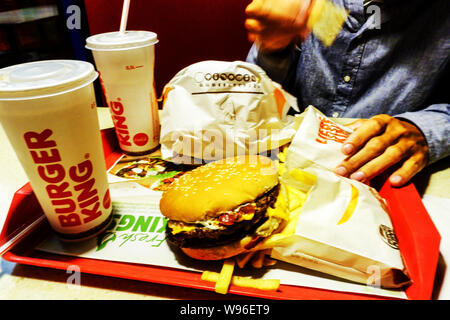 Burger King menu on tray Stock Photo