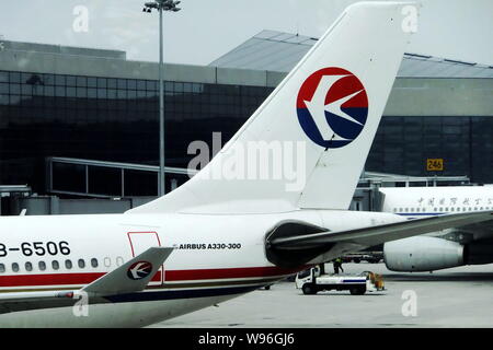 --FILE--An Airbus A330-300 jet plane of China Eastern Airlines is pictured at Shanghai Hongqiao International Airport in Shanghai, China, 22 November Stock Photo