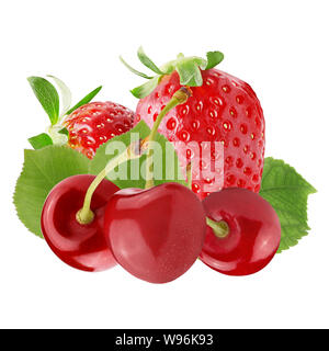 Fresh red berries isolated on white background Stock Photo
