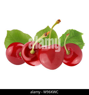 Fresh red cerries isolated on white background Stock Photo