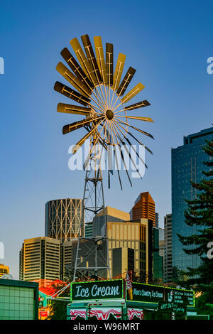 Windmill, Eau Claire district, Calgary,  Alberta, Canada Stock Photo