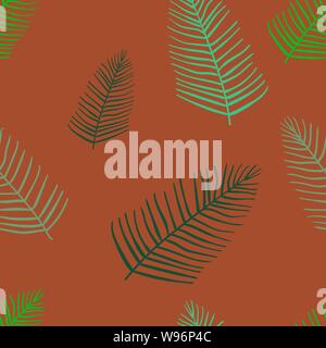 Exotic leaves, rainforest. Seamless, hand draw pattern. Vector background. Stock Vector