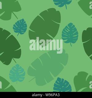 Exotic leaves, rainforest. Seamless, hand draw pattern. Vector background. Stock Vector