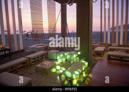A reception atmosphere on a beach at sunset Stock Photo