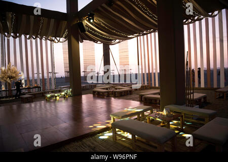 A reception atmosphere on a beach at sunset Stock Photo