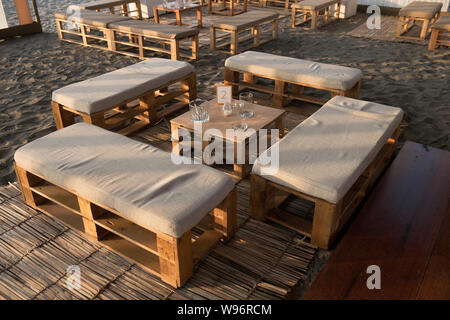 A reception atmosphere on a beach at sunset Stock Photo