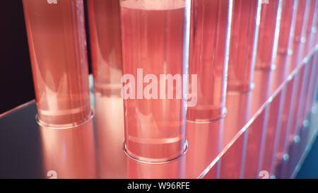 Science laboratory research. Development of medical technology. A breakthrough in biotechnology. Red liquid inside the test tube as fuel Stock Photo