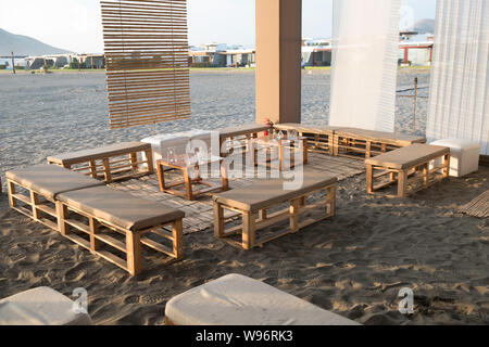 A reception atmosphere on a beach at sunset Stock Photo