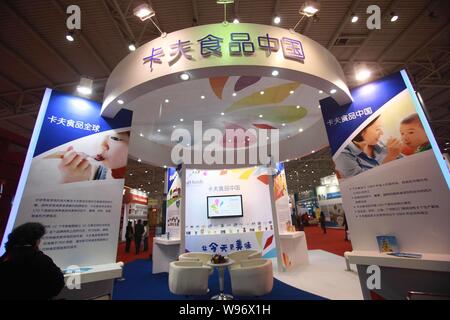 --File--View of the stand of Kraft Foods during a fair in Beijing, China, 26 November 2010.    Some famous brands such as Lipton, Master Kong and Kraf Stock Photo