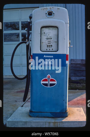 Amoco gas pump, Columbus, Indiana Stock Photo