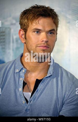 Actor Kellan Lutz attends a press conference to promote his new movie