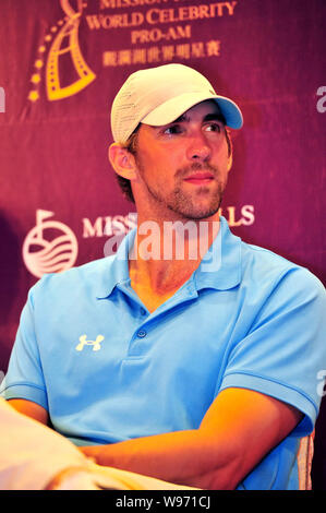 US Olympic swimming champion Michael Phelps attends a press conference