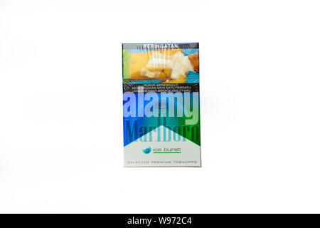 Bekasi, Indonesia - August 13th 2019: Pack of Marlboro Cigarettes, made by Philip Morris. Marlboro is the largest selling brand of cigarettes in the w Stock Photo