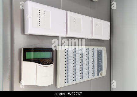 Electronic machine room control equipment the system and alarm system. Stock Photo