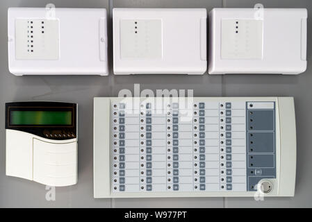 Electronic machine room control equipment the system and alarm system. Stock Photo
