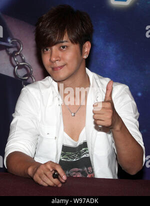 Taiwanese singer Show Lo poses during an album signing meeting for his new album, Count On Me, in Tianjin, China, 12 June 2012. Stock Photo