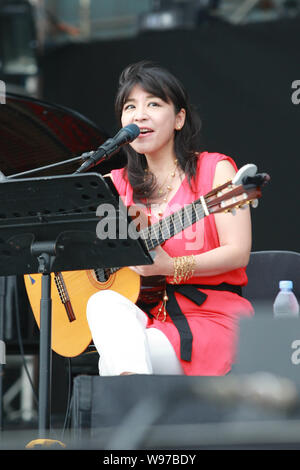 Bossa Nova queen Ono Lisa performs at the opening ceremony of 2012 Big Love Cheng Du Music Festival in Chengdu city, southwest Chinas Sichuan province Stock Photo