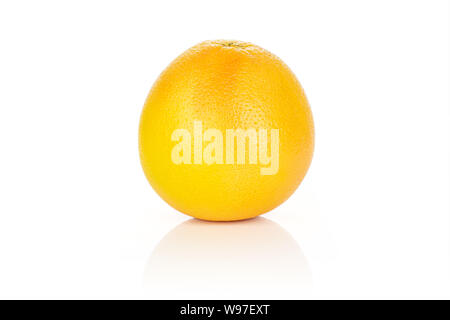 One whole fresh pink grapefruit isolated on white background Stock Photo