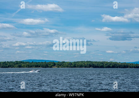 Lake Champlain from the Vermont Causeway trail Stock Photo
