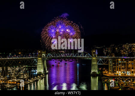 VANCOUVER, CANADA - AUGUST 3, 2019: Honda Celebration of Light Croatia team perform fireworks in Vancouver. Stock Photo
