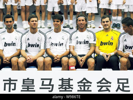 (From left) Esteban Granero Molina, Xabi Alonso, Ricardo Izecson Dos Santos Leite, known as Kaka, Sergio Ramos, Iker Casillias and Cristiano Ronaldo o Stock Photo