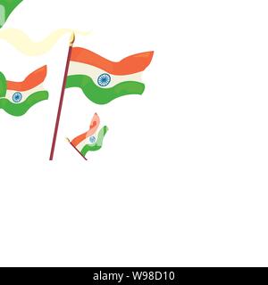 waving flags indian happy independence day vector illustration Stock ...