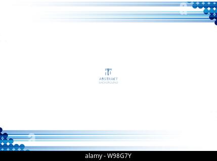 Blue abstract horizontal lines background technology with halftone on white background. Speed sport motion. Vector illustration Stock Vector