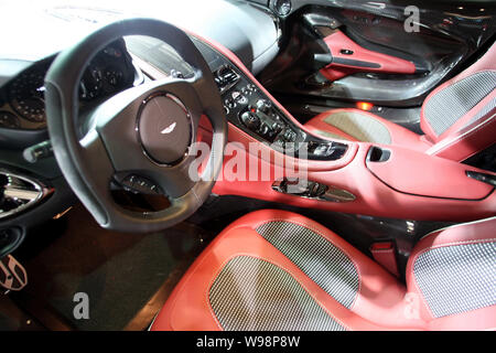 The Aston Martin One-77 is seen on display at the 14th Shanghai International Automobile Industry Exhibition, known as Auto Shanghai 2011, at the Shan Stock Photo