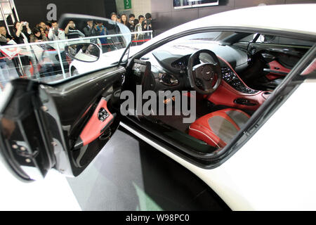 The Aston Martin One-77 is seen on display at the 14th Shanghai International Automobile Industry Exhibition, known as Auto Shanghai 2011, at the Shan Stock Photo