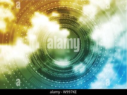Bright technology HUD design on sky abstract background. Vector design Stock Vector