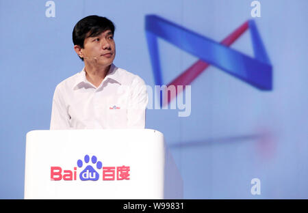 --FILE--Robin Li (Li Yanhong), Chairman and CEO of Baidu, attends a conference in Beijing, China, 25 March 2011.   Baidu Inc., the owner of Chinas mos Stock Photo