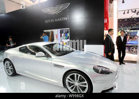 The Aston Martin One-77 is seen on display at the 14th Shanghai International Automobile Industry Exhibition, known as Auto Shanghai 2011, at the Shan Stock Photo