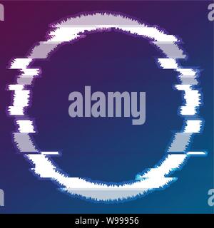 Abstract glitch effect luminous circle modern background. Concept vector graphic design Stock Vector