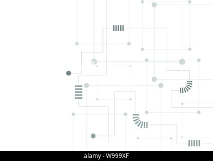 Grey abstract tech circuit board drawing background. Vector design Stock Vector