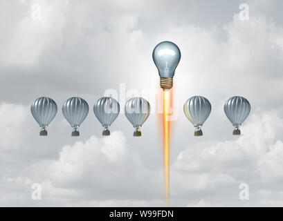 Success in business concept and successful strategy idea as innovative thinking to succeed using inventive strategies as a 3D illustration. Stock Photo
