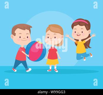 Kids playing and smiling cartoons Stock Vector