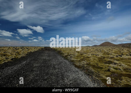 On the way - gravel road to Selatangar/ South Iceland Stock Photo