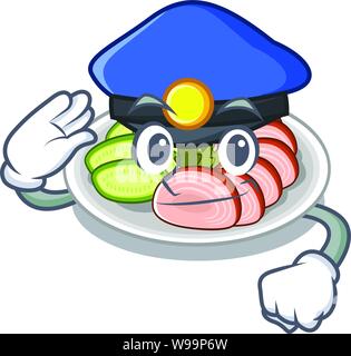 Police peking dunking in the character shape Stock Vector