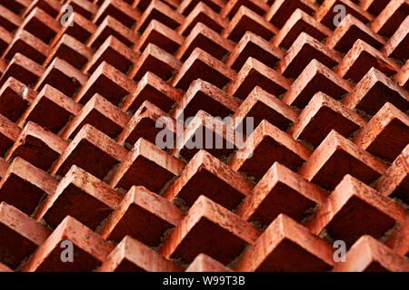 red bricks forming patterns on a facade in the center of Umea near the tourist information Stock Photo