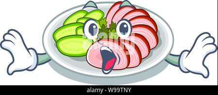 Surprised peking dunking fried in mascot pan Stock Vector