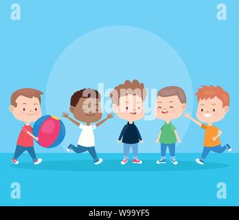 Kids playing and smiling cartoons Stock Vector