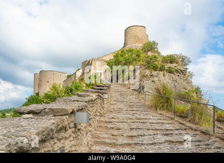 Roccascalegna (Italy) - The suggestive medieval castle on the rock in Abruzzo region, beside Majella National Park, province of Chieti Stock Photo